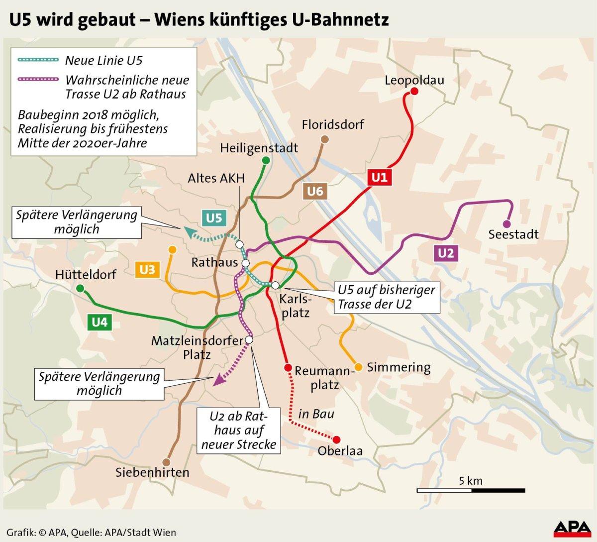 U-Bahnlinie U5: Baustart 2018 geplant | kurier.at