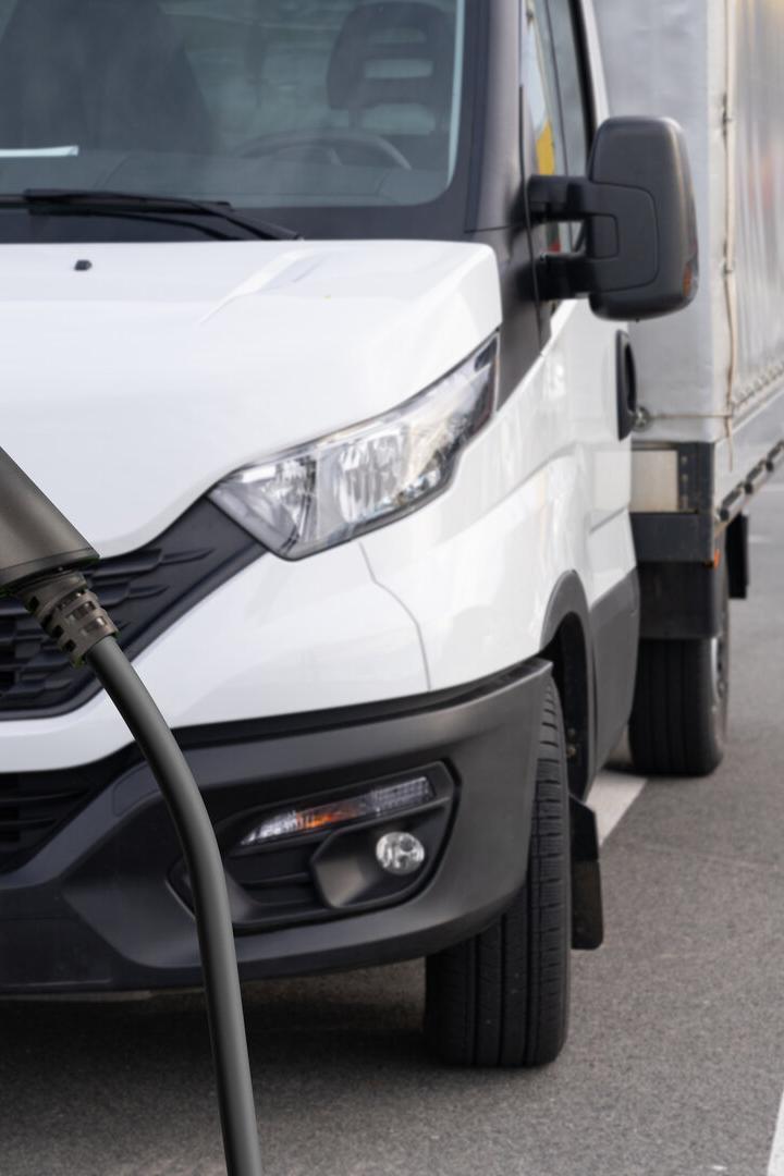 Electric truck with charging station. Concept.