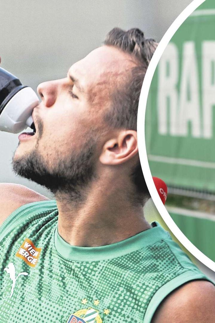 Rapid-Trainer Stöger (re.) und Louis Schaub