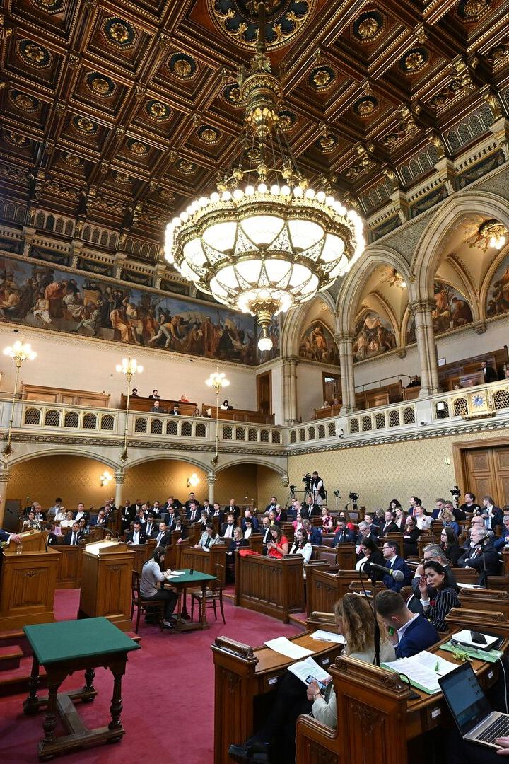 Die Abgeordneten während einer Sitzung im Wiener Gemeinderat im Rathaus. 