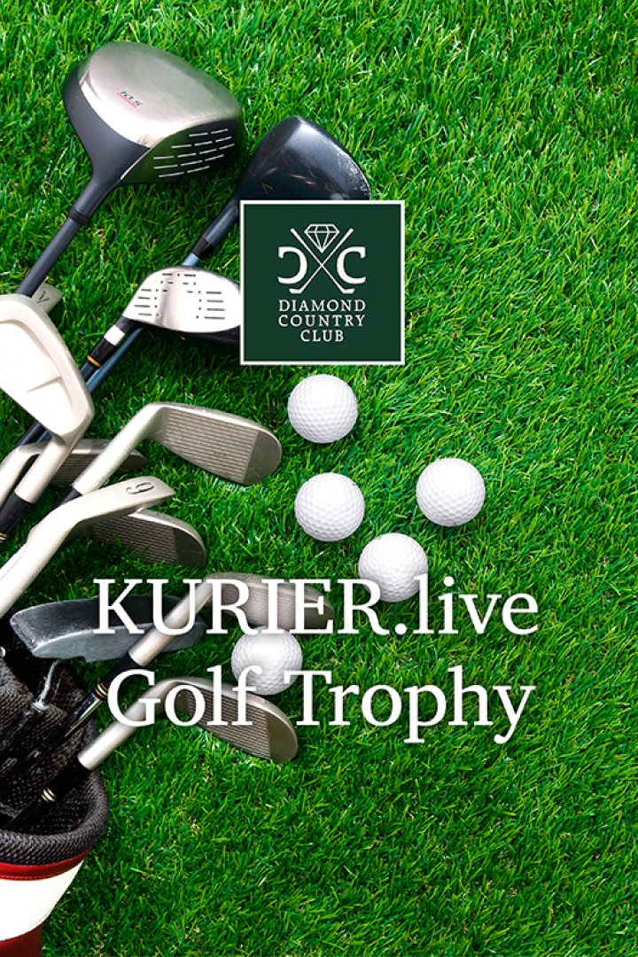 Golftasche auf Rasen: Einladung zur KURIER.live Golf Trophy.