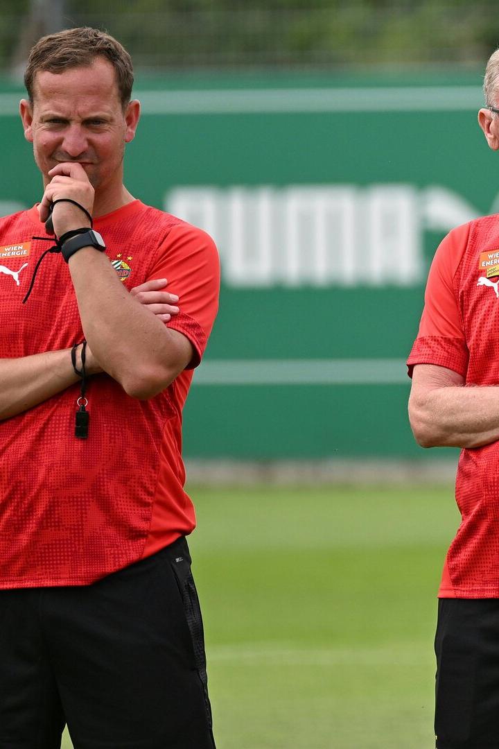 Thomas Sageder (l.) war Assistent von Peter Stöger bei Rapid 