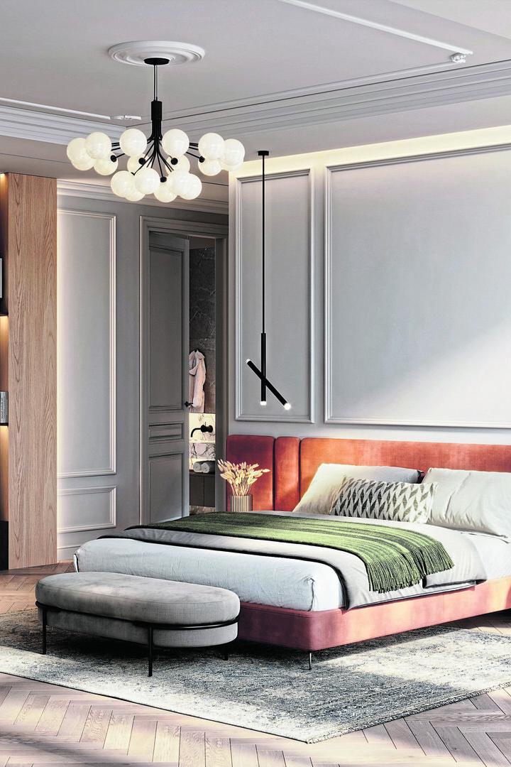 3D rendering of an elegant bedroom interior