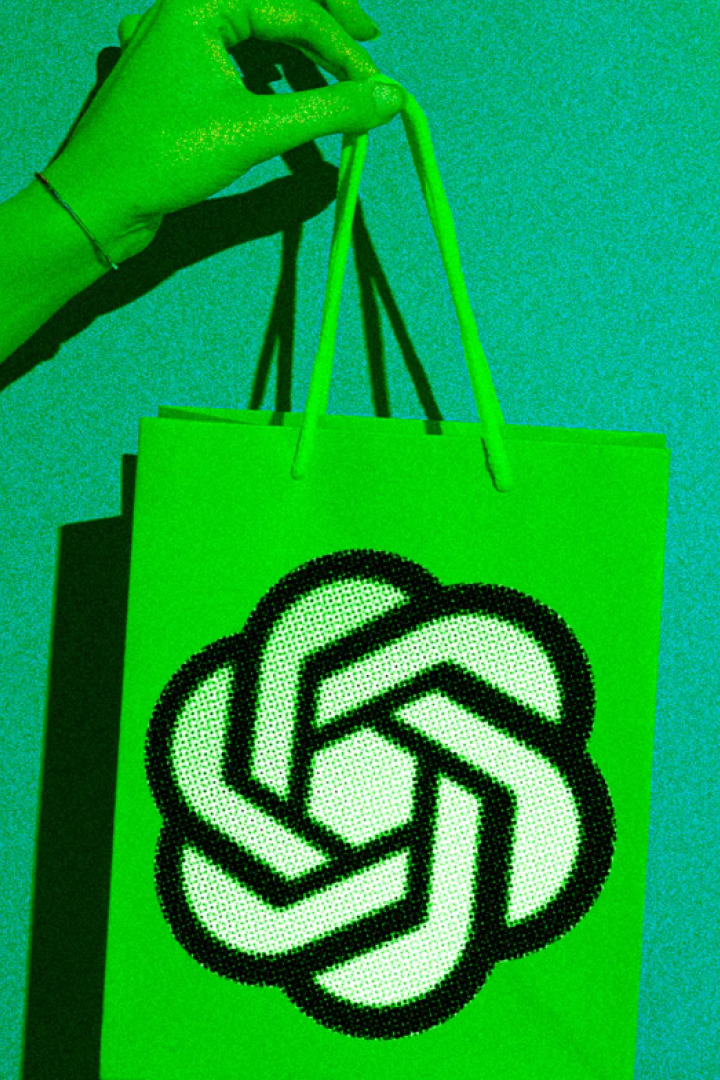 ChatGPT Logo auf einem Einkaufssackerl.