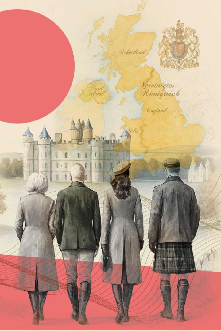 Königliche Familie vor dem Schloss Balmoral