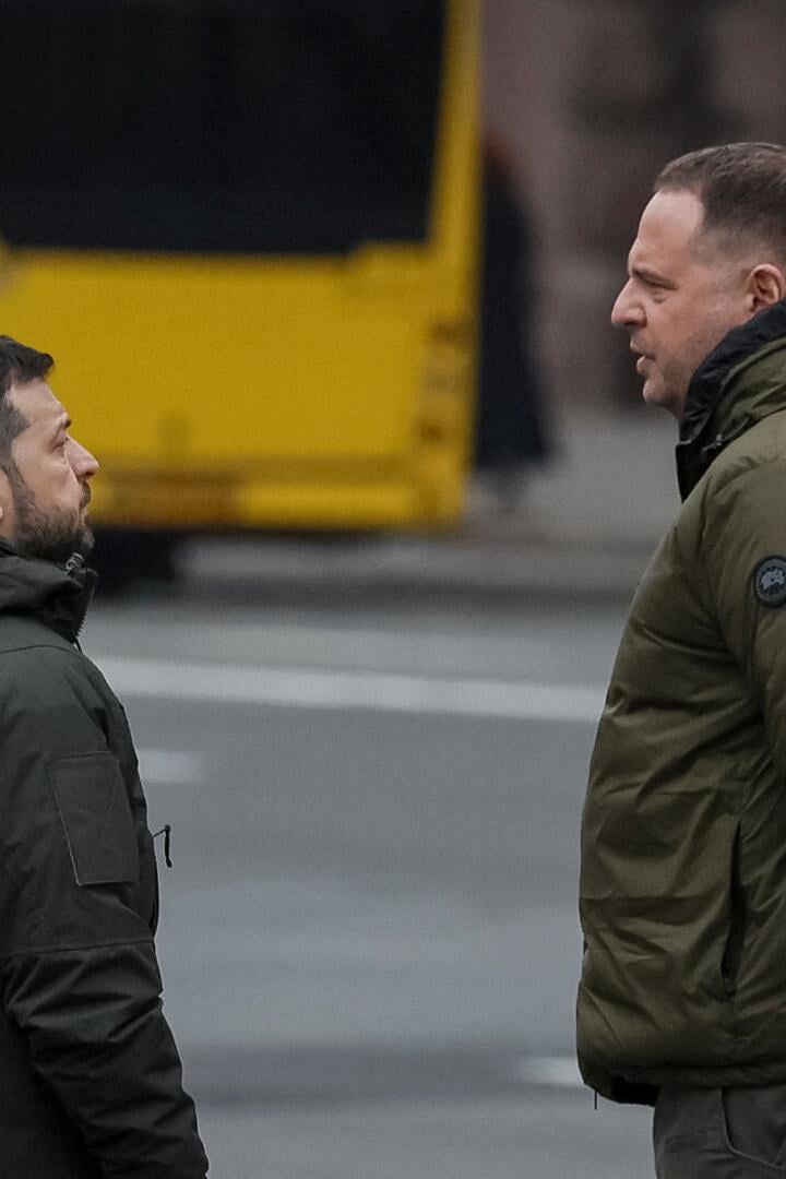 FILE PHOTO: Ukraine's President Zelenskiy speaks with Head of Presidential Office Yermak in Kyiv