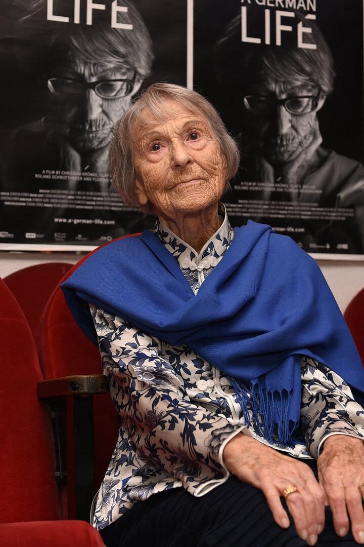 Brunhilde Pomsel im Alter von 103 Jahren, als sie über ihre Arbeit für Goebbels sprach.