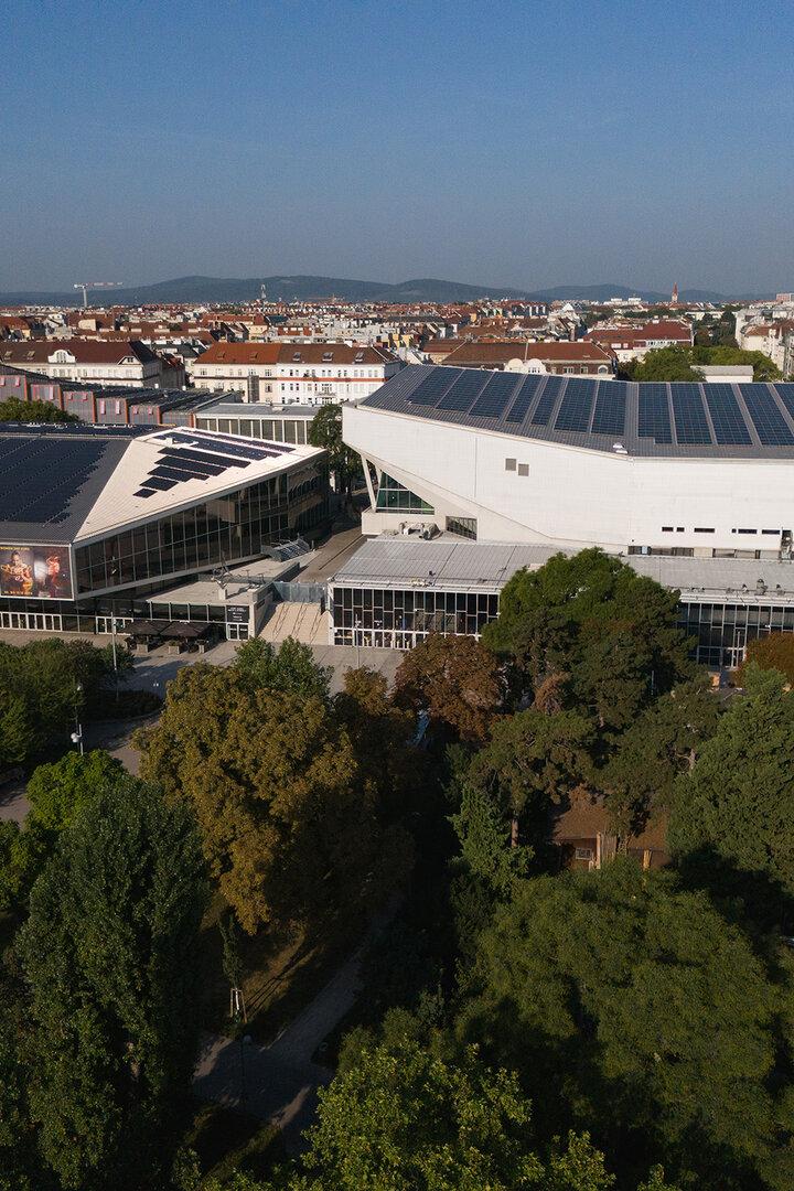 Die Außenansicht der Wiener Stadthalle.