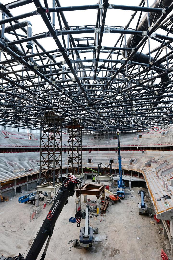 FILE PHOTO: The construction site of the PalaItalia Santa Giulia ice hockey arena ahead of the Milano Cortina 2026 Winter Olympic Games, in Milan