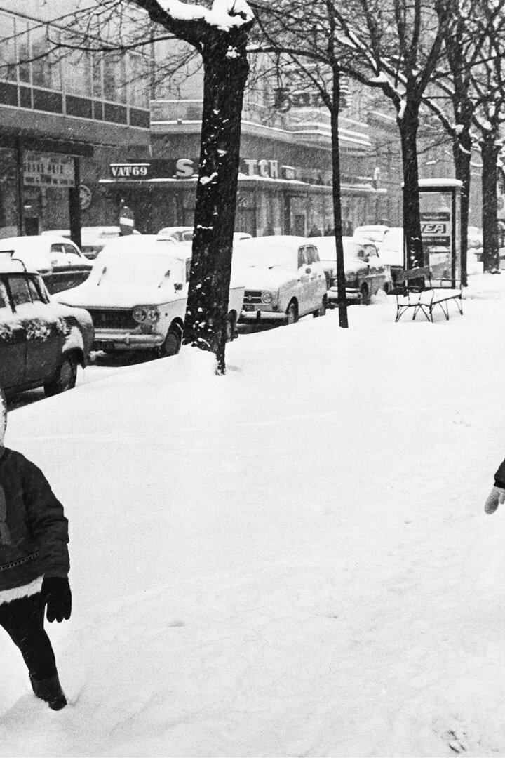 Schneefall im Winter in den 1960ern in Wien