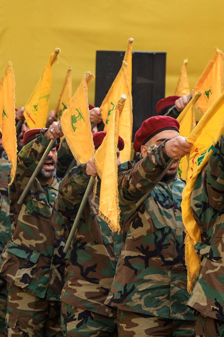Funeral of Hezbollah's top military official Haytham Ali Tabtabai, in Beirut's southern suburbs