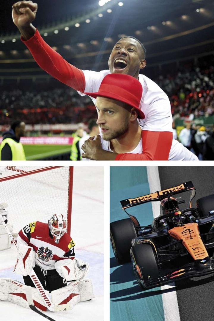 Die Bild-Collage zeigt Wintersportler, ein Formel-1-Auto, sowie David Alaba und Marko Arnautovic.