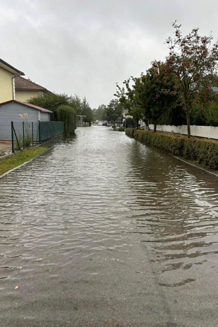 Hochwasser in einer Siedlung