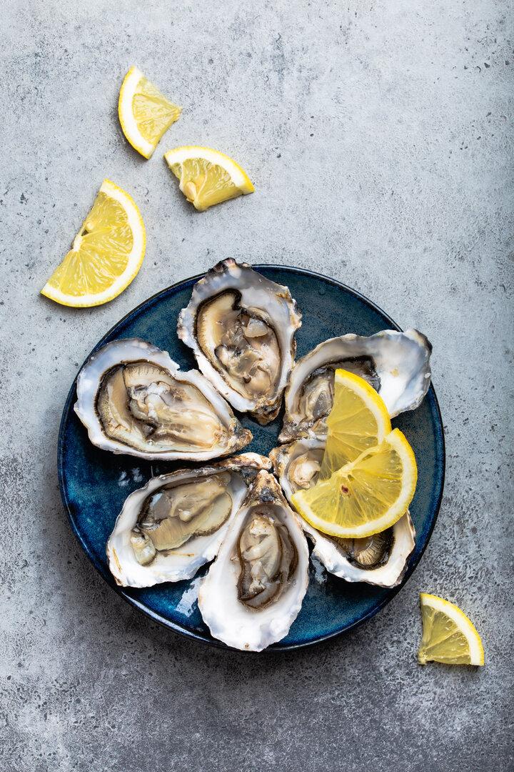 Fresh opened oysters