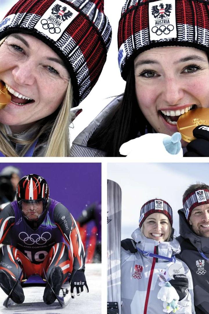 Eine Bildcollage mit Olympiasportlerinnen und -sportlern.