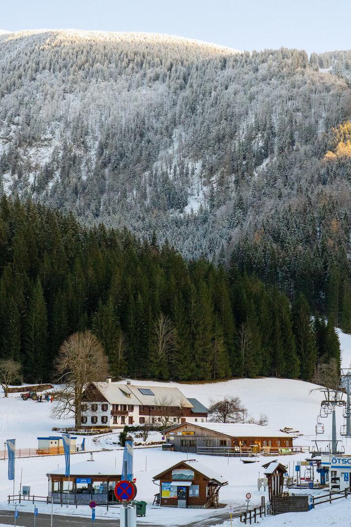 Winterpanorama eines Ortes
