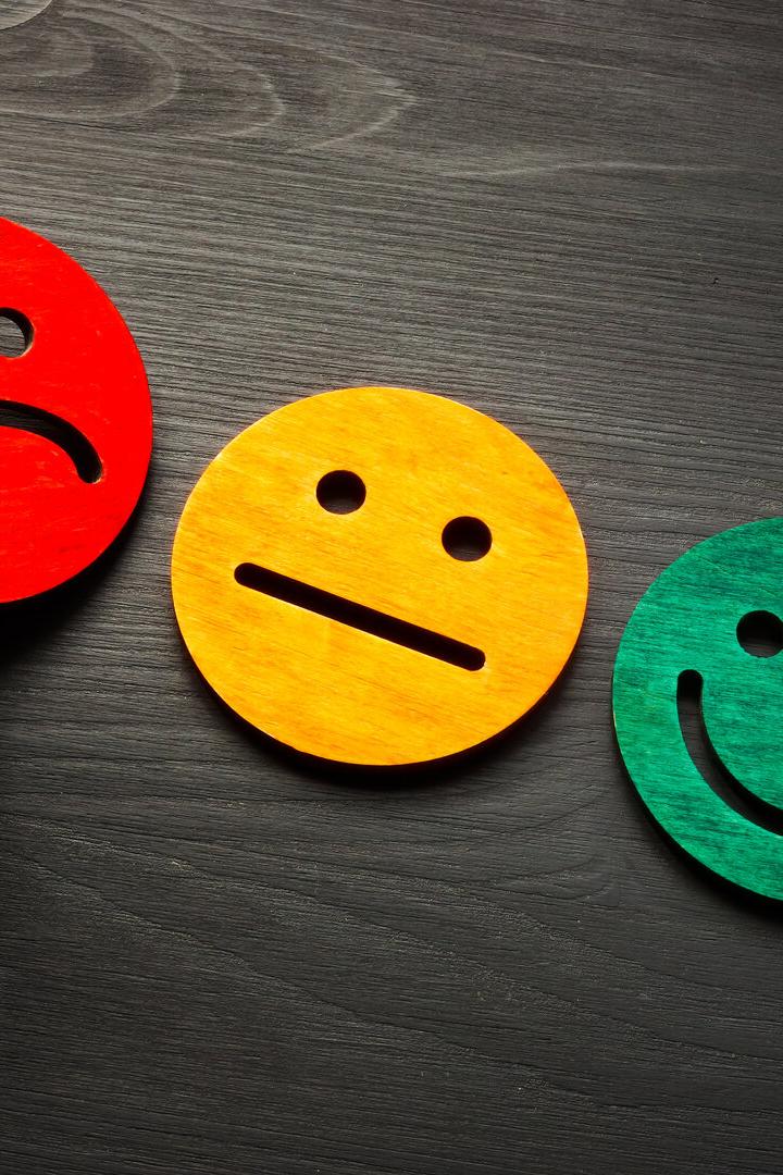 Negative feedback and rate with bad smile face.