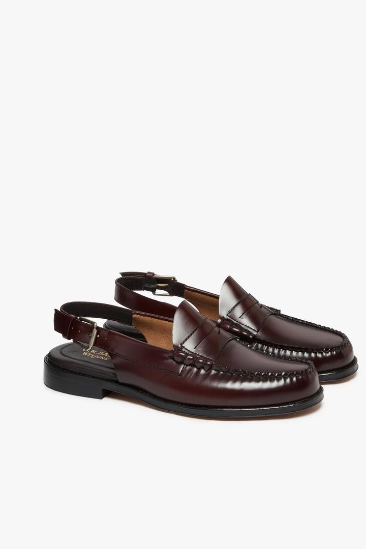 Fersenfreie Slingback-Loafer in Dunkelbraun für Männer.