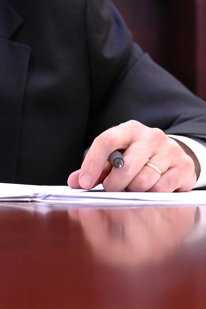 Businessman working on the contract