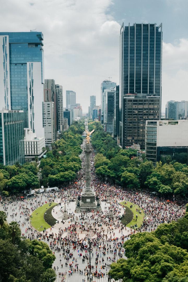 Crowd Marching in Mexico City. On the gay pride parade