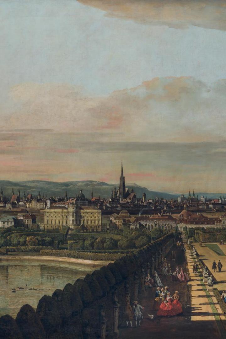 Ein gemälde: „Wien vom Belvedere aus gesehen“, Bellotto (1722–1780)1759/60, Öl auf Leinwand.