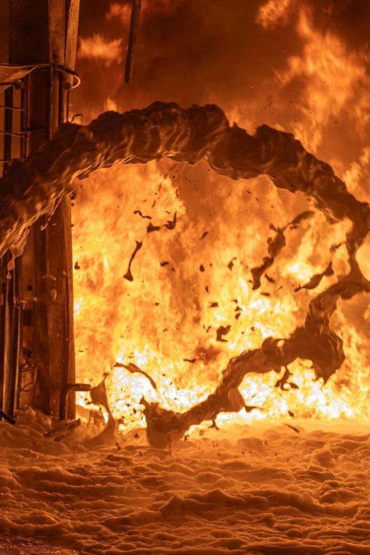 Brand an einer Tankstelle in Sumy
