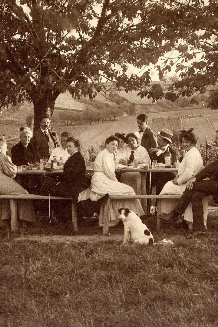 Heuriger in der Nähe von Wien: Um 1900 genoss man den Ausflug aus der beengten Stadt zu den Weinbergen und ihren Buschenschanken. 