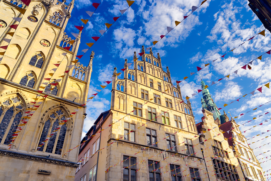 Das historische Rathaus am Prinzipalmarkt in Münster.