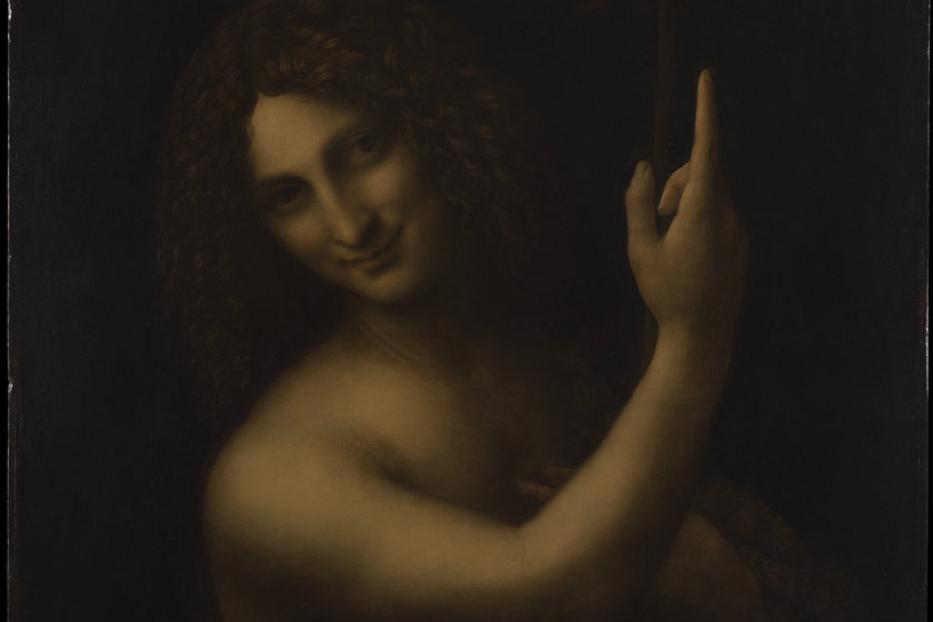 Das Gemälde „Johannes der Täufer“ von Leonardo da Vinci zeigt Johannes mit einem Kreuzstab.