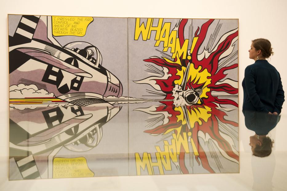 Das Pop-Art-Gemälde „Whaam!“ von Roy Lichtenstein zeigt ein explodierendes Flugzeug.