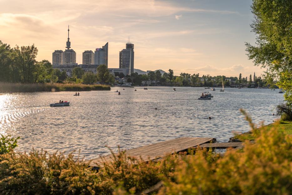 Vienna Old Danube at sunset