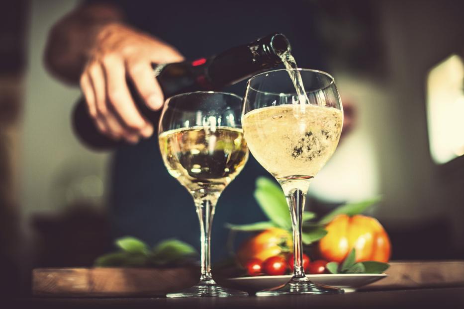 Man pouring sparkling wine