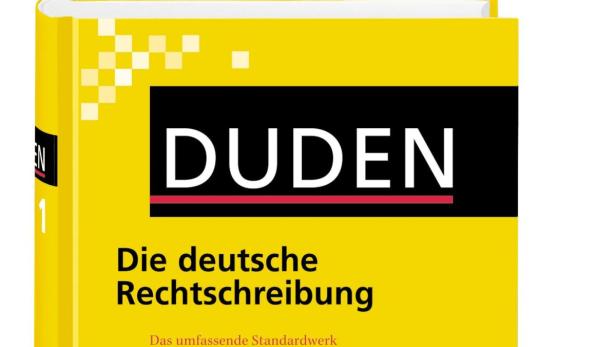 Ein gelbes Duden-Buch mit dem Titel „Die deutsche Rechtschreibung“.