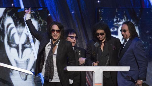Die Band Kiss bei der Aufnahme in die Rock and Roll Hall of Fame.