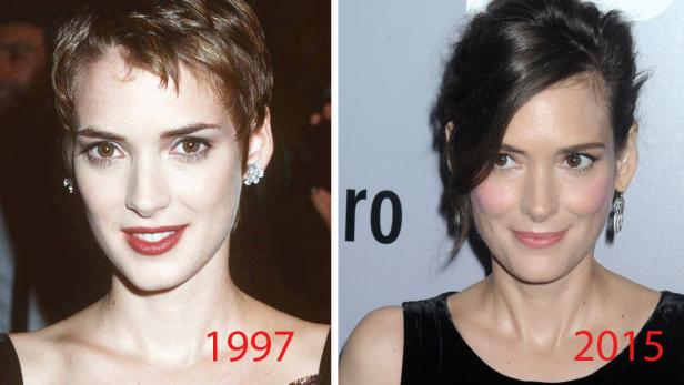 Ein Vergleich von Winona Ryder in den Jahren 1997 und 2015.