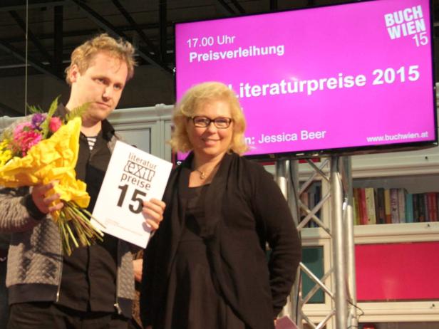 Jessica Beer bei der Verleihung des Literaturpreises 2015 auf der Buch Wien.