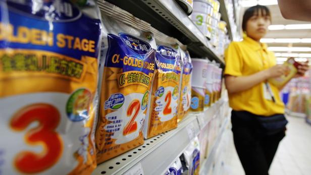 File photo of Yashili milk powder products at a su