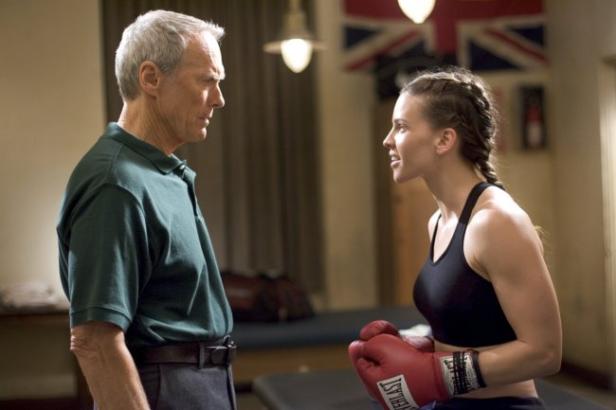 Clint Eastwood und Hilary Swank in einer Szene aus dem Film „Million Dollar Baby“.
