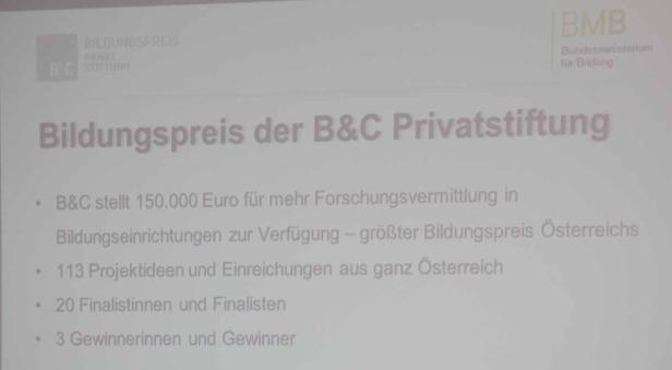 Informationen zum Bildungspreis der B&C Privatstiftung.