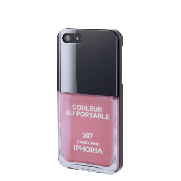 Ein Handy in einer Hülle, die wie Nagellack der Marke Iphoria aussieht.