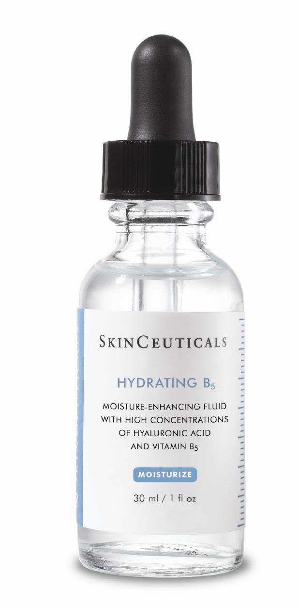 Eine Flasche SkinCeuticals Hydrating B5 Feuchtigkeitsserum mit Hyaluronsäure und Vitamin B5.