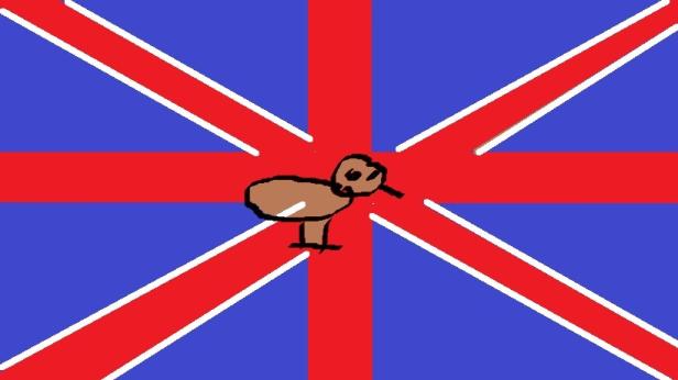 Eine Flagge mit Kiwi statt Union Jack