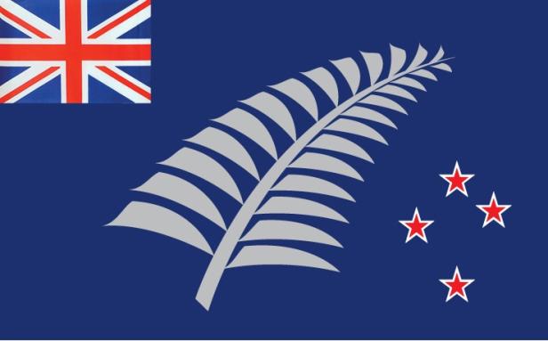 Eine Flagge mit Kiwi statt Union Jack