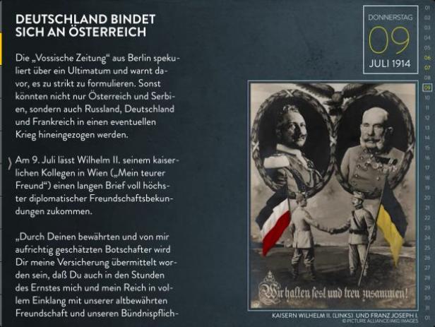 Eine historische Darstellung von Kaiser Wilhelm II. und Kaiser Franz Joseph I., die ihre Freundschaft betonen.