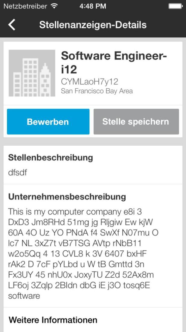Eine Stellenanzeige für einen Softwareentwickler in der San Francisco Bay Area.