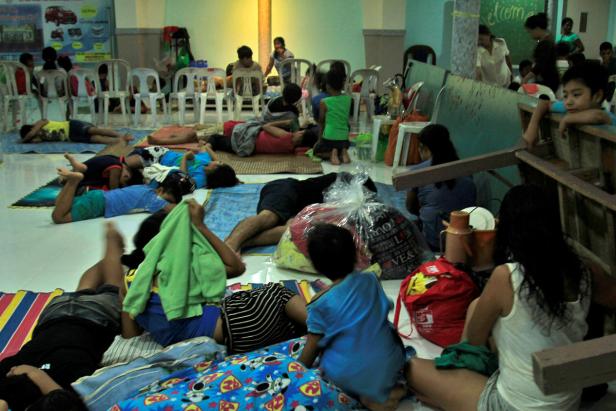 Residents celebrating Christmas Day at the evacuat