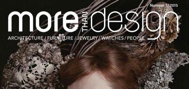 Das Cover der Zeitschrift „More Than Design“ (Nummer 1/2015) mit einer Frau, die floralen Kopfschmuck trägt.