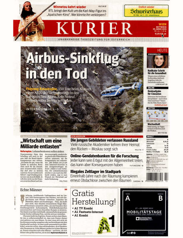 Titelseiten vom 25.03.2015