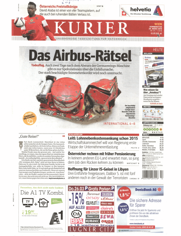 Titelseiten vom 26.03.2015