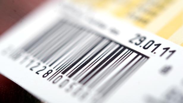 Nahaufnahme eines Barcodes mit dem Datum 29.01.11.